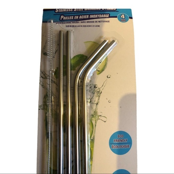 5piece stainless steel eco friendly reusable straw set with cleaning brush set - Picture 1 of 5